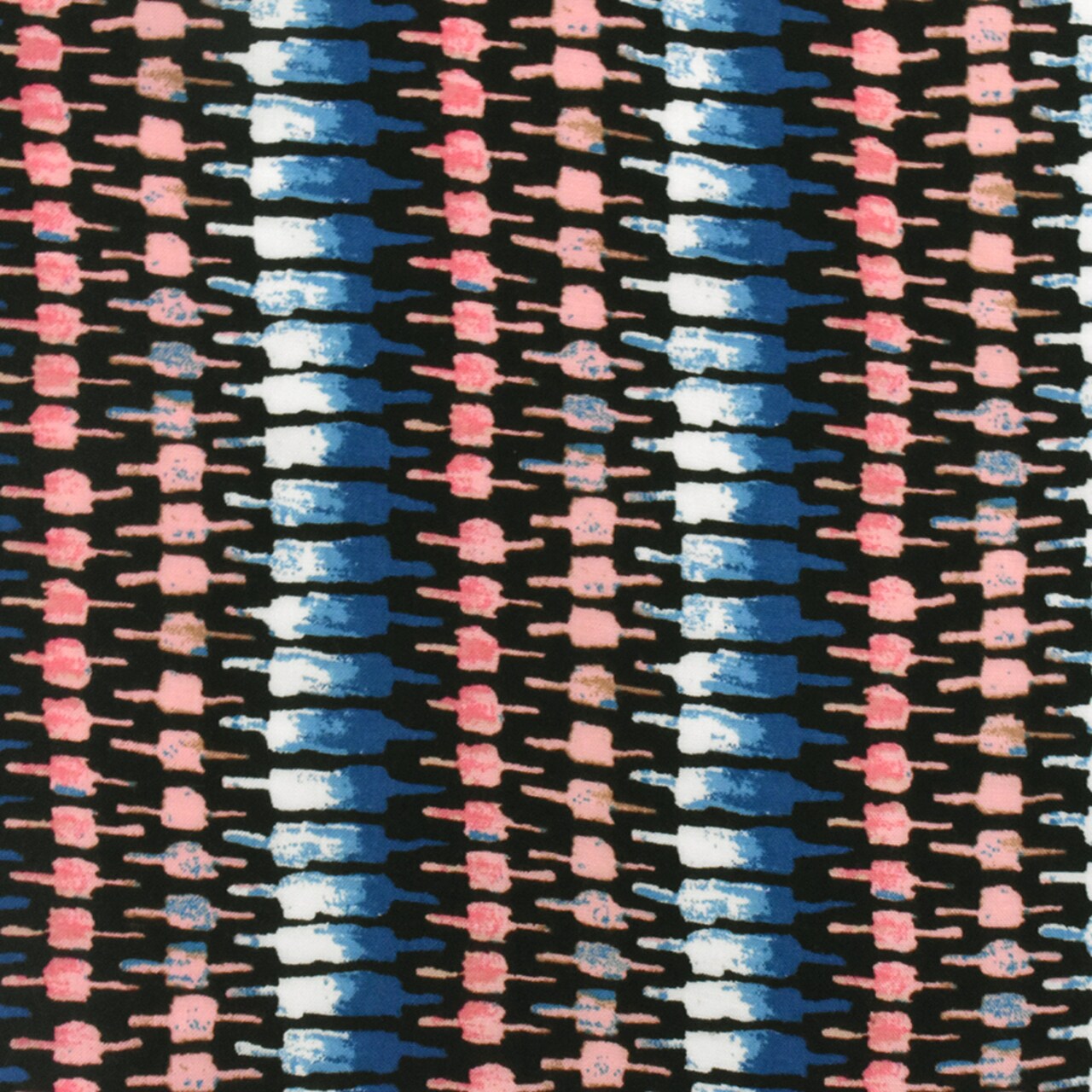 Pink-Blue-Multi Tribal Printed Rayon Challis Woven Fabric By the Yard